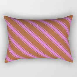 [ Thumbnail: Sienna & Orchid Colored Lines Pattern Rectangular Pillow ]