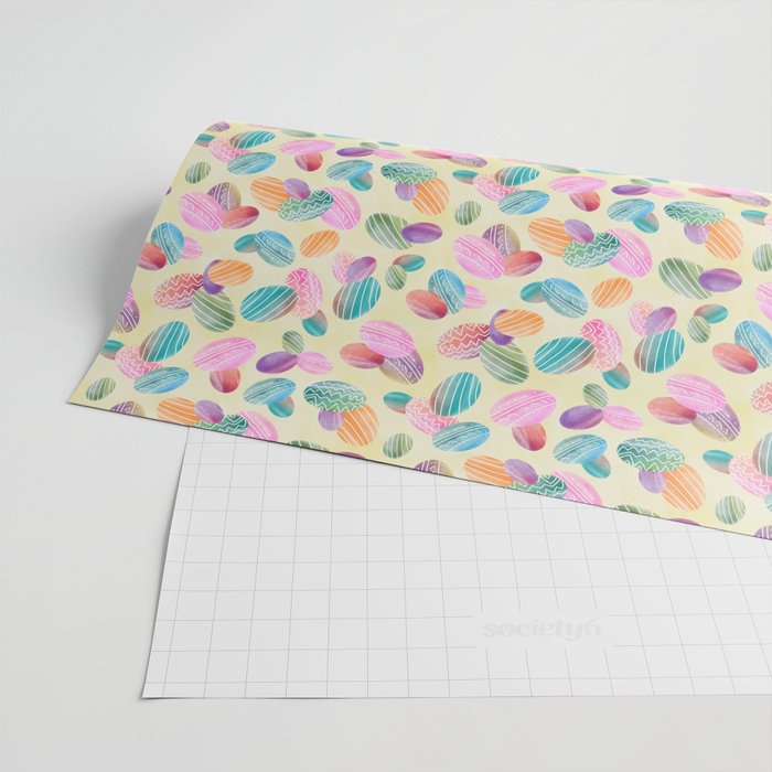 Easter Egg Watercolor Pattern - Yellow Wrapping Paper by IlyLilyArt