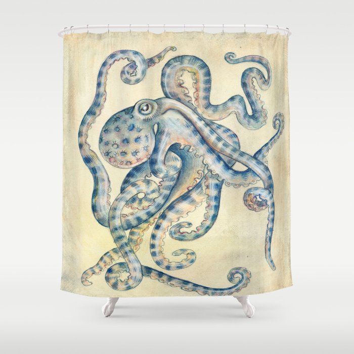 Blue Octopus Shower Curtain