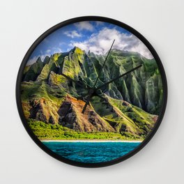 Na' Pali Spires, Kauai, Hawaii Wall Clock | Color, Hawaii, Scenic, Mountain, Blue, Mountains, Photo, Kauai, Turquoise, Sceniclandscape 