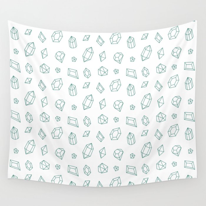 Green Blue Gems Pattern Wall Tapestry