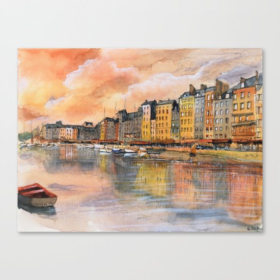 Sunset over Honfleur Canvas Print