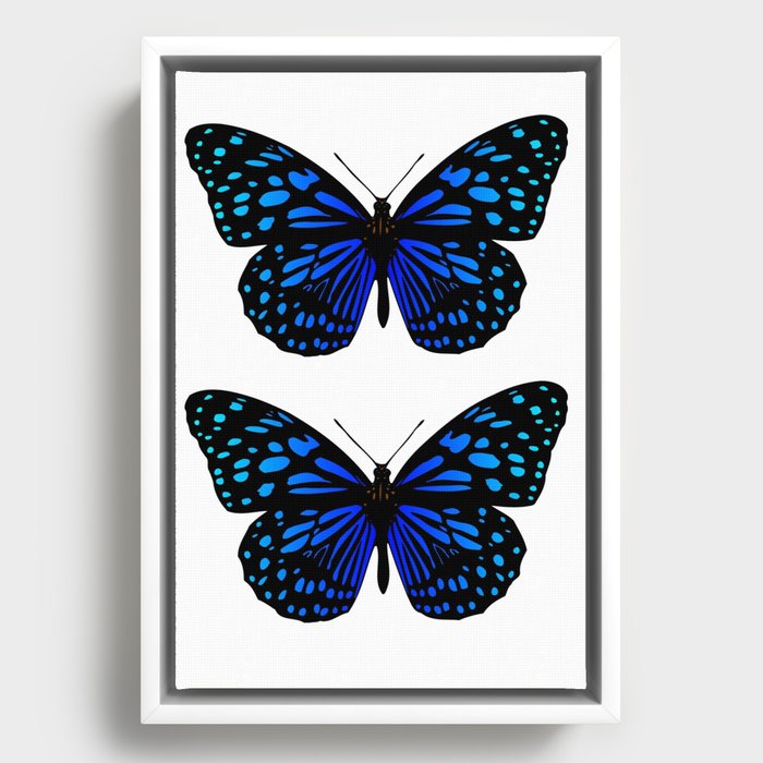 Two Blue Watercolor Butterflies Framed Canvas