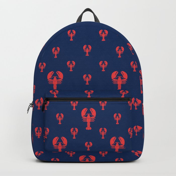 Lobster Squadron on navy background. Backpack