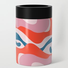 Pink, orange and blue retro swirls / waves. Abstract colorful  Can Cooler