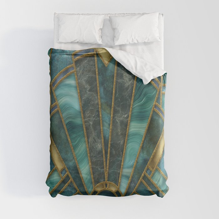 Elegant Stained Glass Art Deco Window With Marble And Gemstone Duvet Cover