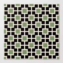 Classic Hollywood Regency Pattern 763 Black Sage Green and Beige Canvas Print
