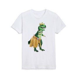 T-Rex The Hawaiian Hula Dancer in Pink Kids T Shirt