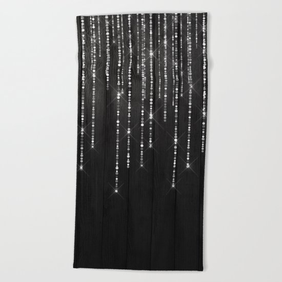 Fairy Lights on Wood 02 Beach Towel