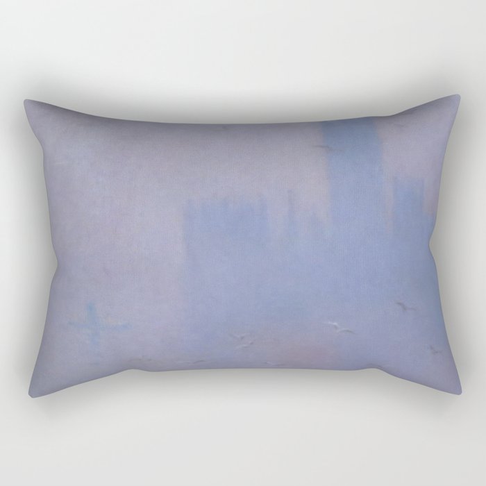 Claude Monet Seagulls the River Thames and the Houses of Parliament Rectangular Pillow