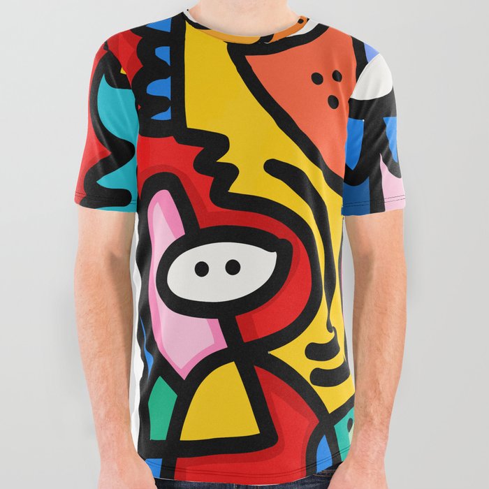 Colorful and Funny Graffiti Creature with a Red Sky By Emmanuel Signorino All Over Graphic Tee