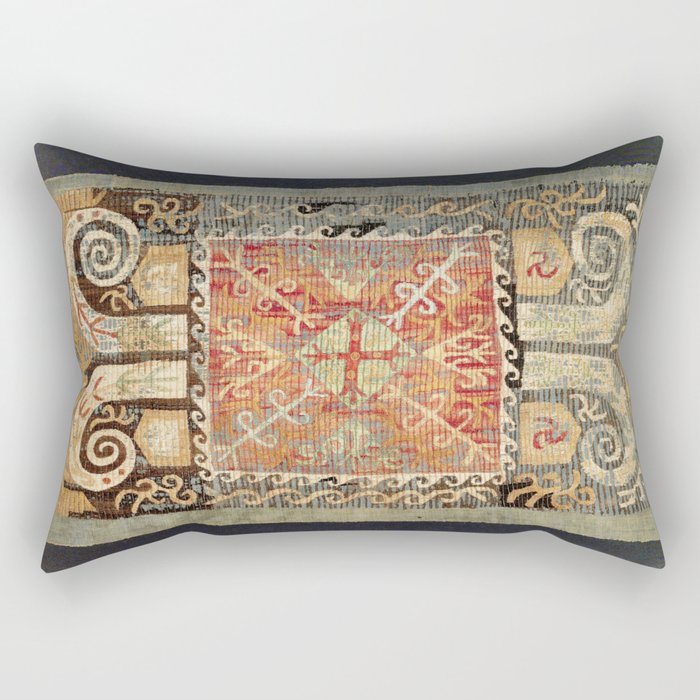 Kaitag 18th Century Caucasian Embroidery Print Rectangular Pillow