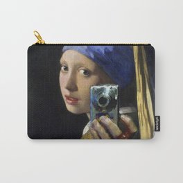 The Girl With The Pearl Earring Taking a Selfie portrait painting by Jan Vermeer & Mitchell Grafton Carry-All Pouch