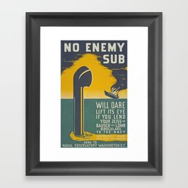 No Enemy Sub Illustration Periscope Sunken Ship Framed Art Print