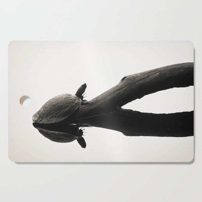 Turtle on The Lake (Black&White) Cutting Board