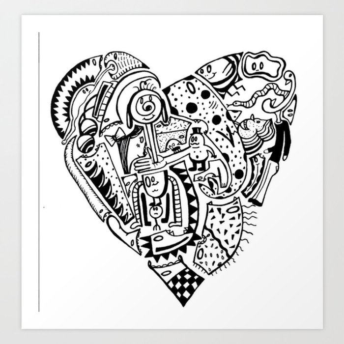 Heart Doodle Art Print