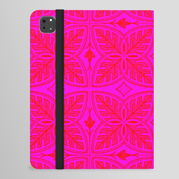 Modern Monstera Tropical Leaves In Hot Pink Retro Modern Bold Abstract Maximalist Scandi 70s Pattern iPad Folio Case