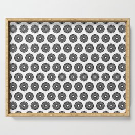 Black and white mandala art Serving Tray