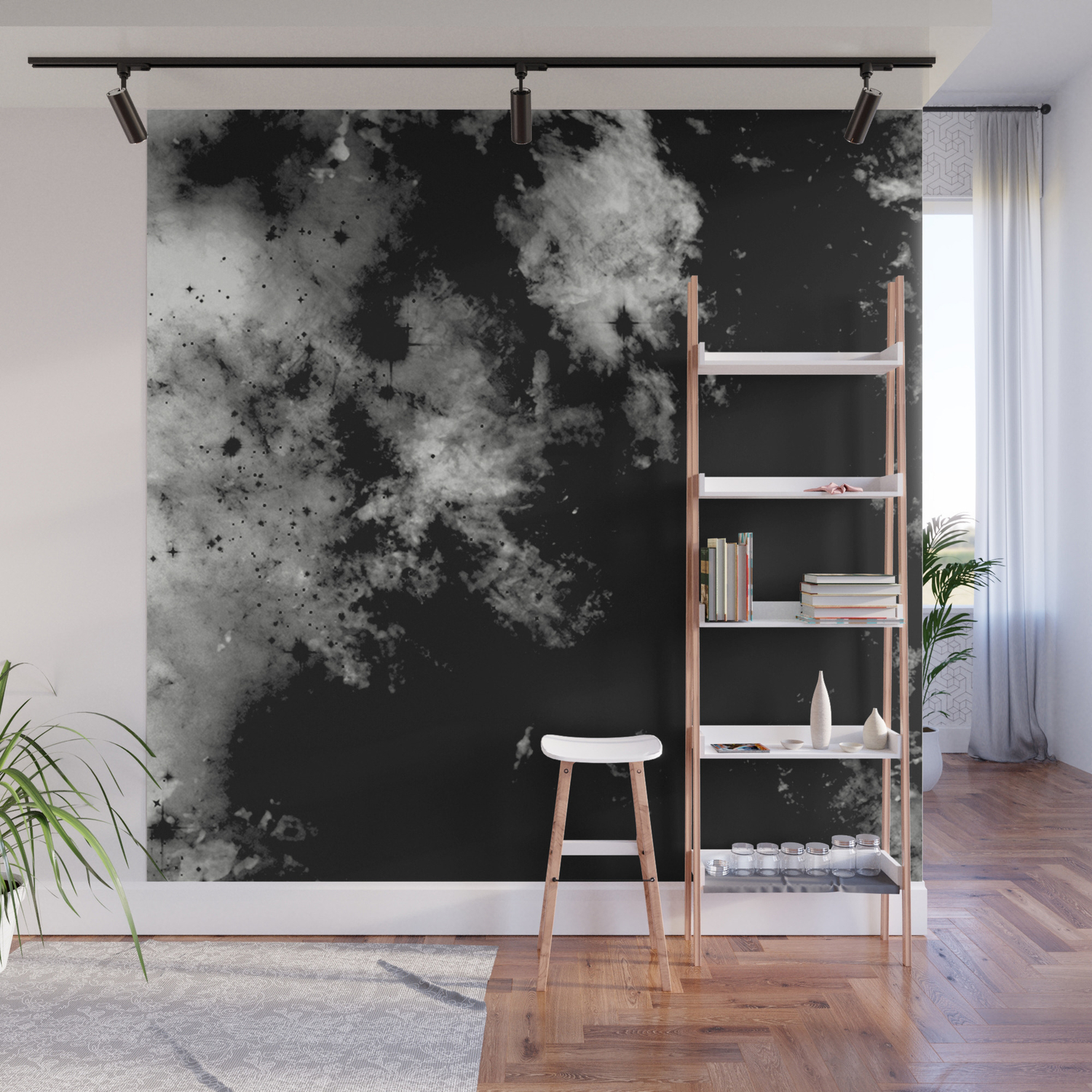Endless Turmoil Abstract Black And White Painting Wall Mural By