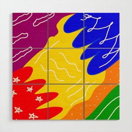 colorful lines shapes pattern design Wood Wall Art