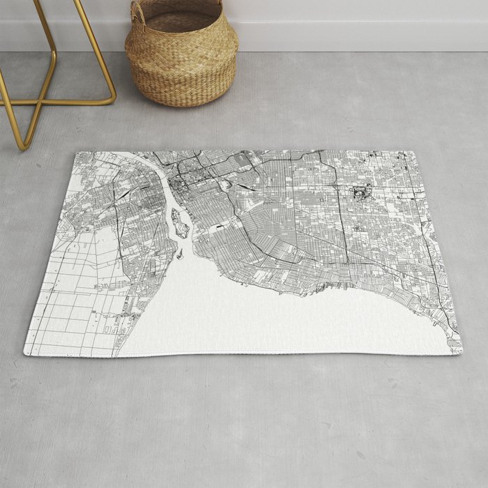 Detroit White Map Rug