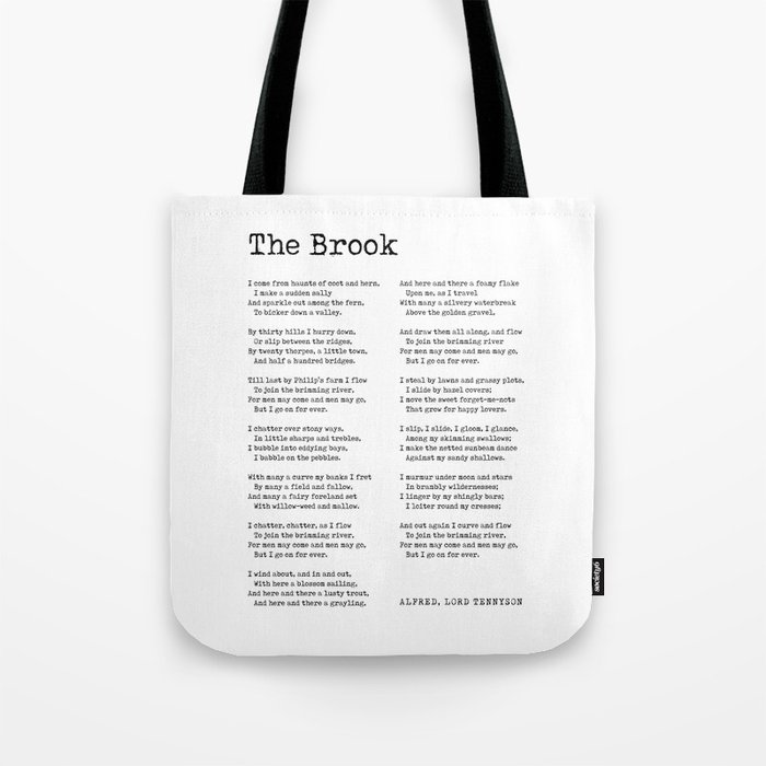 The Brook - Alfred, Lord Tennyson Poem - Literature - Typewriter Print 1 Tote Bag