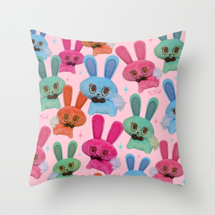 Cute Fluffy Bunnies Throw Pillow