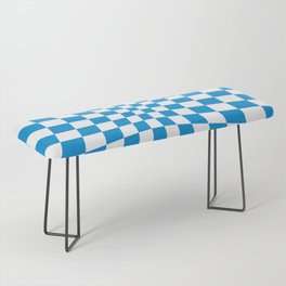 Blue Op Art Check or Checked Background. Bench