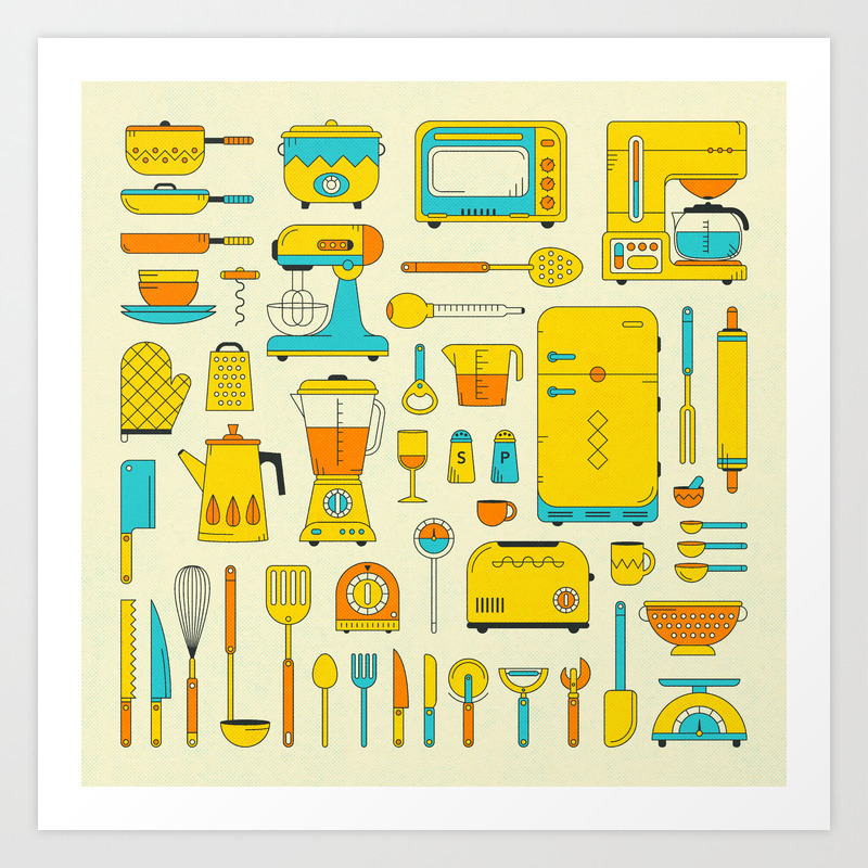 Retro Kitchen Art Print By Jazzberryblue Society6 Retro Kitchen Art Print By