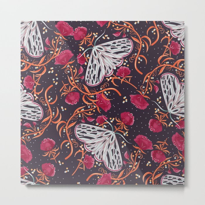 Moth pattern dark 002 Metal Print