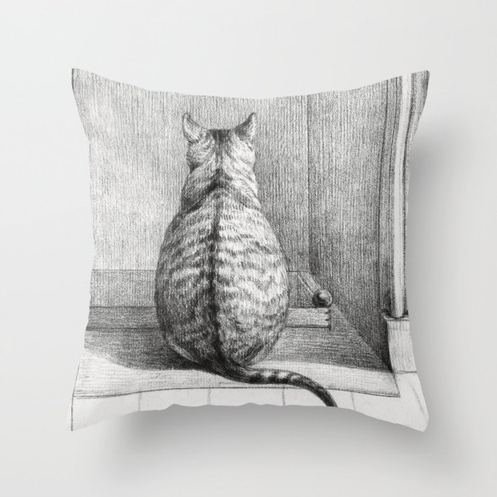 Sitting Cat Throw Pillow