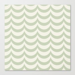 Pastel Sage Green and Antique White Wave Pattern Canvas Print