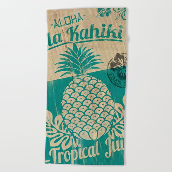 Hala Kahiki Juice Stand wooden board. Beach Towel