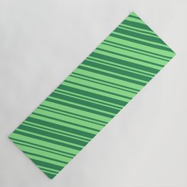 [ Thumbnail: Light Green and Sea Green Colored Lines/Stripes Pattern Yoga Mat ]