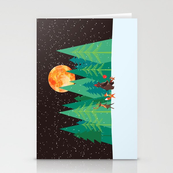 Take a walk under the moon Stationery Cards