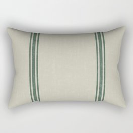 Green Stripes on Linen color background French Grainsack Distressed Country Farmhouse Rectangular Pillow