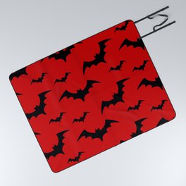 Halloween Bats Red & Black Picnic Blanket