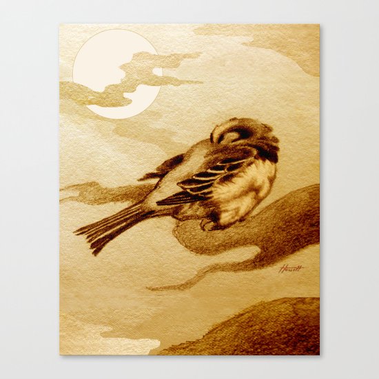 Sparrow by Moonlight Canvas Print