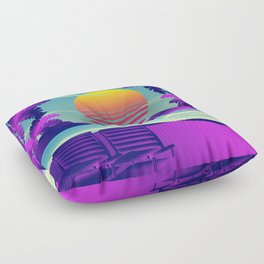 Seaside Relaxing Sunset Synthwave Floor Pillow
