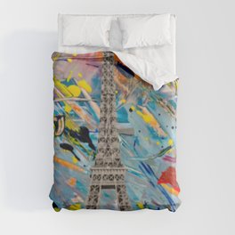 Eiffel Tower Pop Art Modern Colorful Design  Duvet Cover