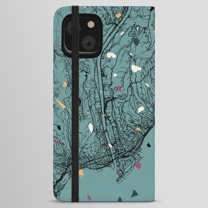 France, Nice. Terrazzo City Map. Town Maps Drawing iPhone Wallet Case