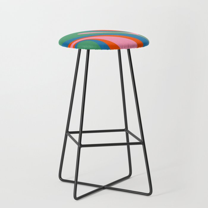 Mod Swirl Retro Abstract Pattern in Rainbow Pop Colors Bar Stool