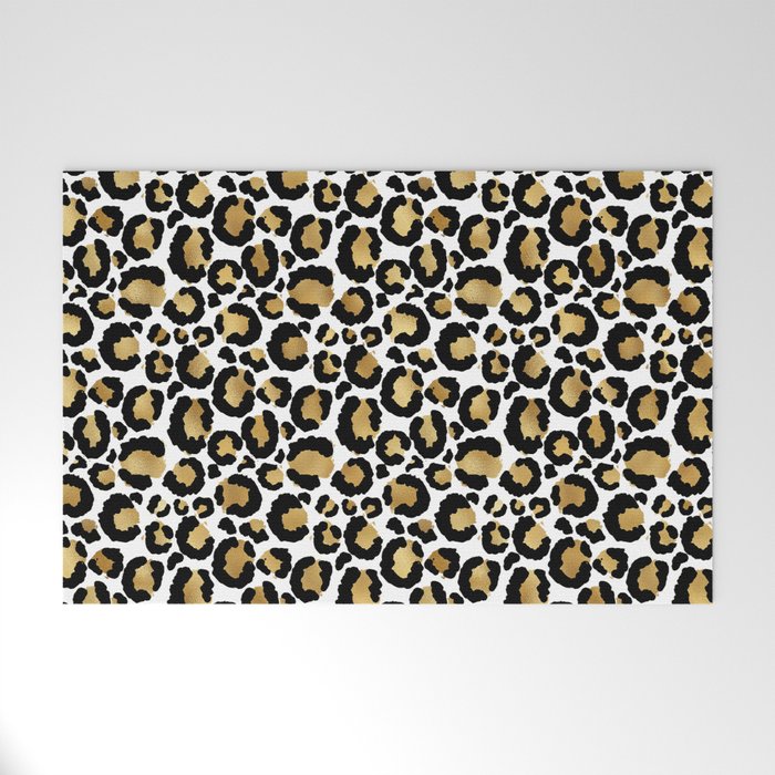 Leopard Gold White Brown Collection Welcome Mat