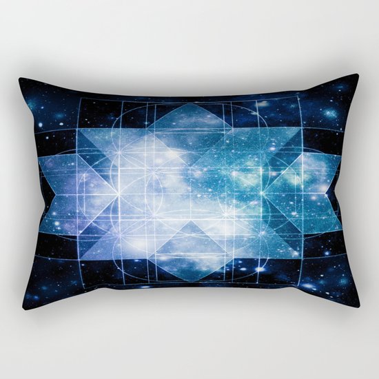 galaxy sacred geometry Turquoise Teal Rectangular Pillow