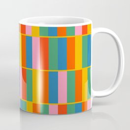 Long Blocks Colourful Geometric Check Pattern in Rainbow Pop Colors Mug