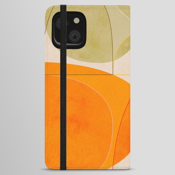 mid century geometric lines curry blush spring iPhone Wallet Case