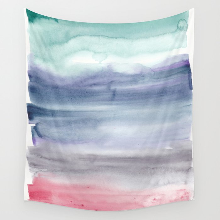 21   | Watercolour Art Abstract | 201002 Watercolor Wash Brush Painting Minimal Illustration Wall Tapestry