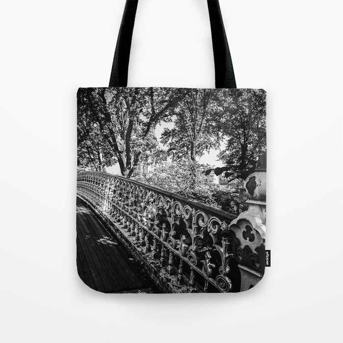 Central Park in New York City black and white Tote Bag