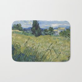 Impressionist Painting Green Wheat Field with Cypress (1889) By Vincent Van Gogh Bath Mat