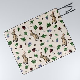 Woodland Oak Bunnies - Cream Picnic Blanket